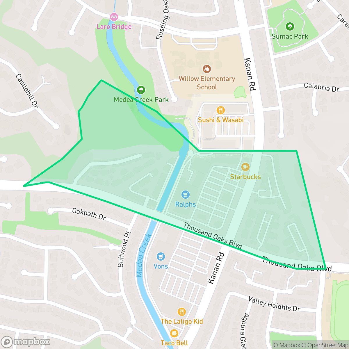 Map showing the location of Downtown, Agoura Hills, CA