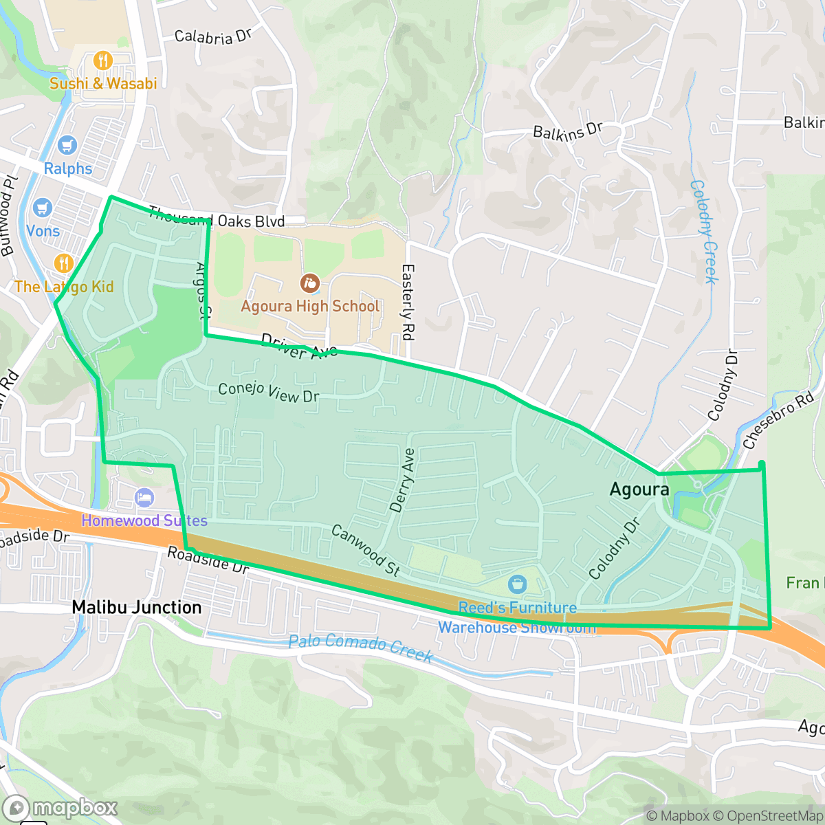 Map showing the location of East Agoura, Agoura Hills, CA