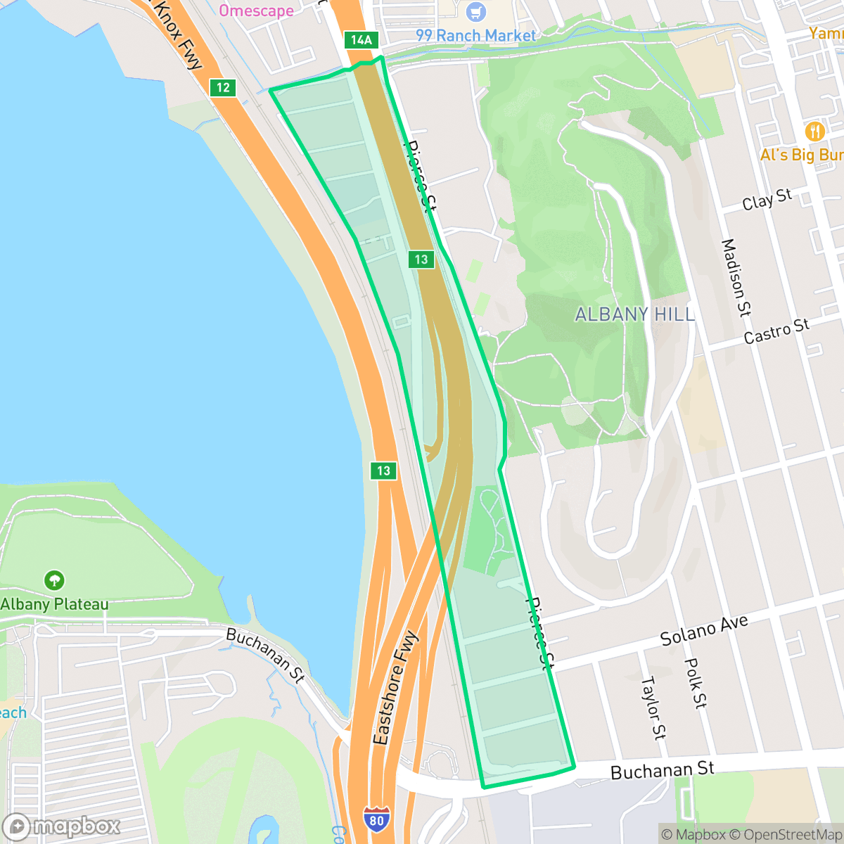 Map showing the location of East Shore, Albany, CA