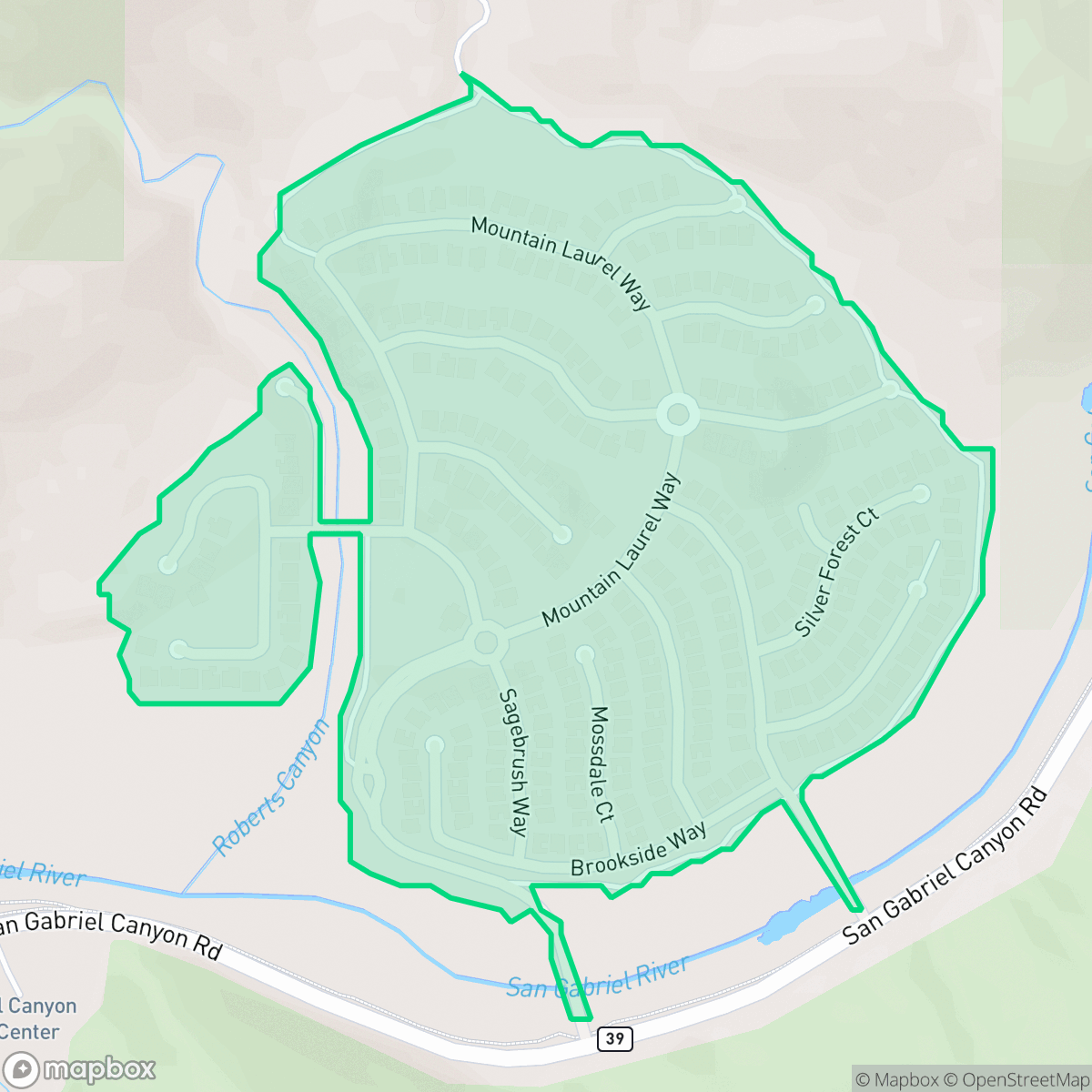 Map showing the location of Mountain Cove, Azusa, CA