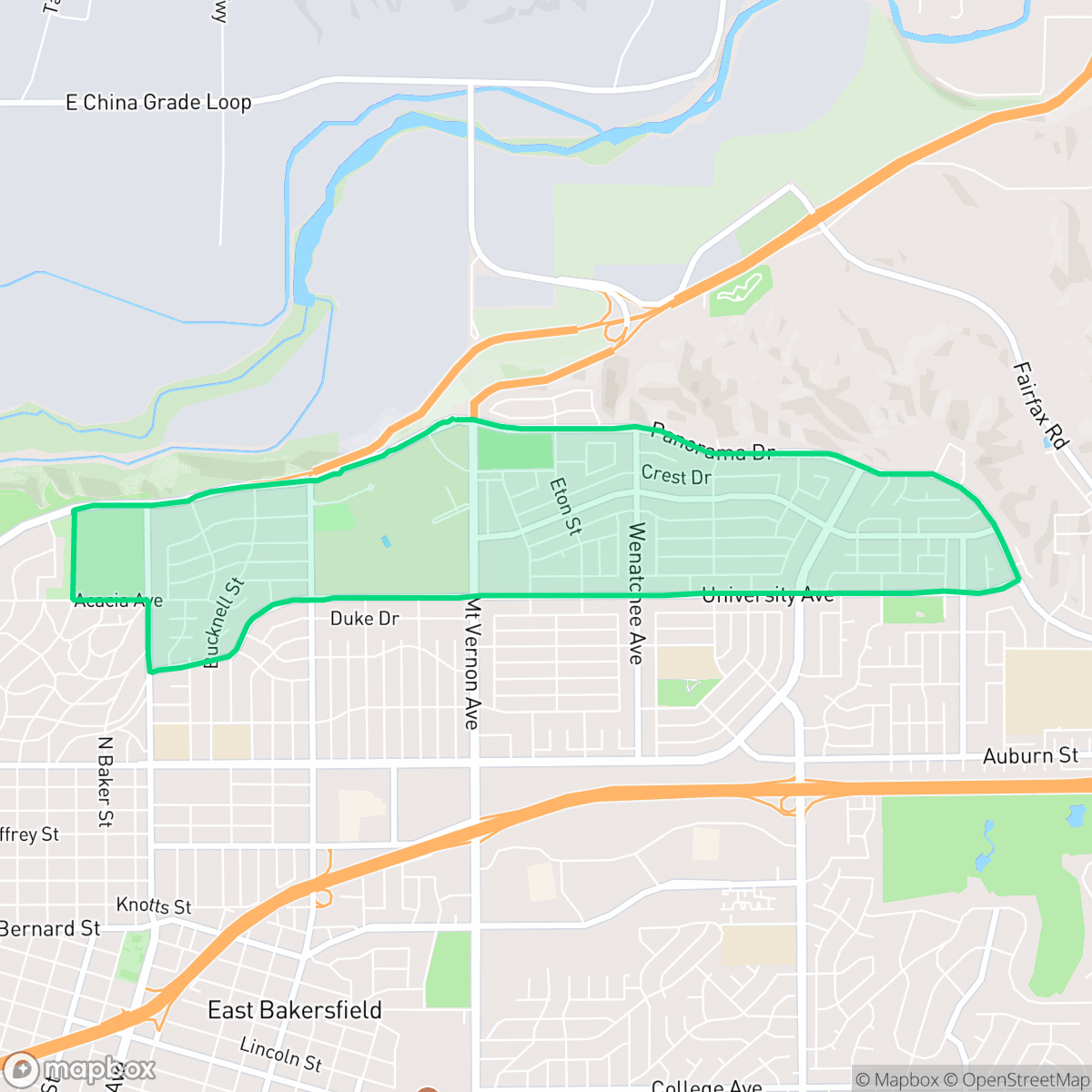 Map showing the location of Northeast Bakersfield, Bakersfield, CA