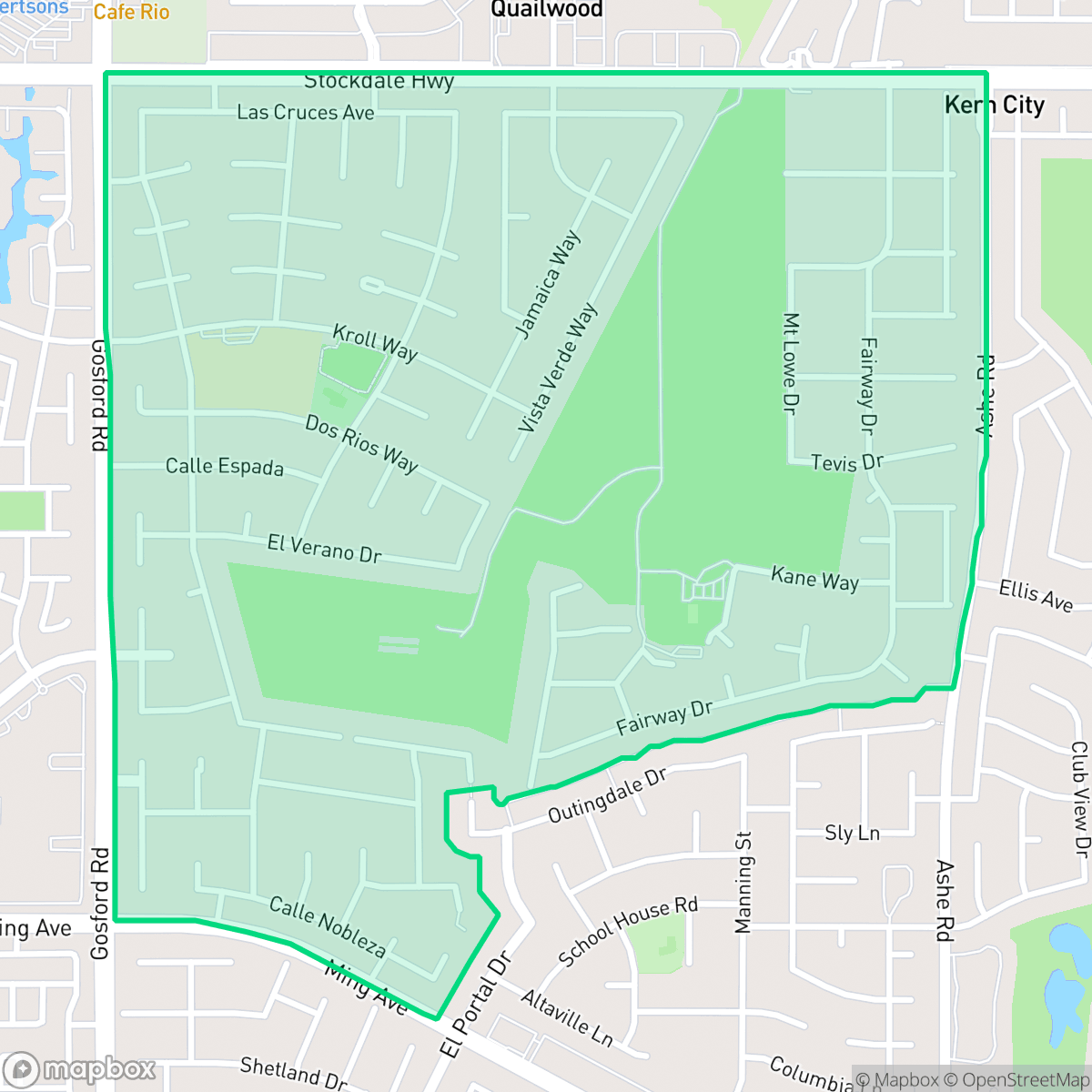 Map showing the location of Olde Stockdale, Bakersfield, CA