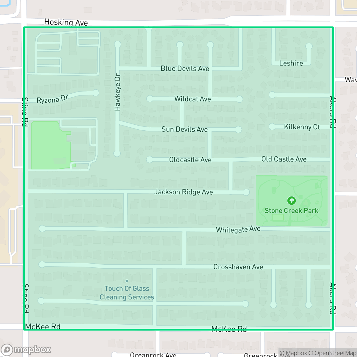 Map showing the location of Stone Creek, Bakersfield, CA