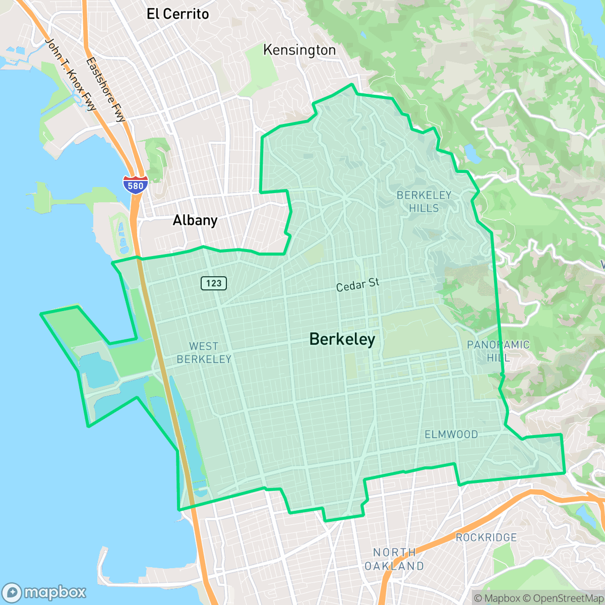 Map showing the location of Berkeley, CA — coverage area