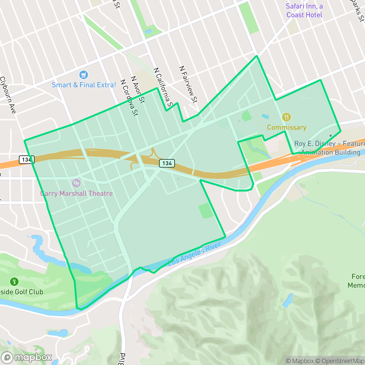 Map showing the location of Media, Burbank, CA