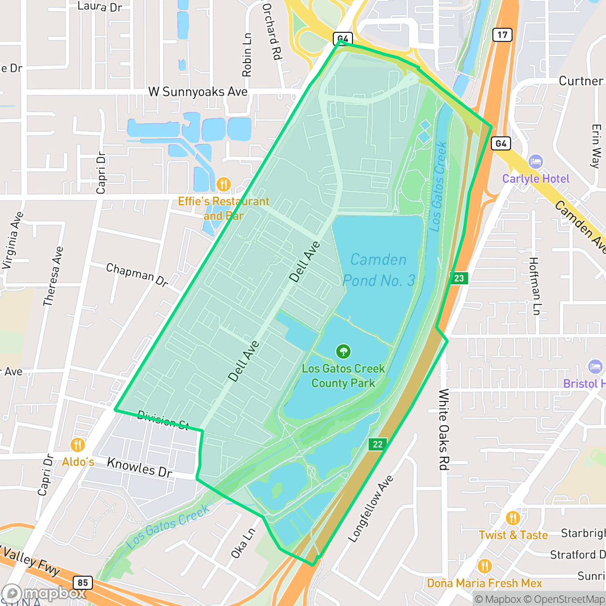 Map showing the location of Dell, Campbell, CA