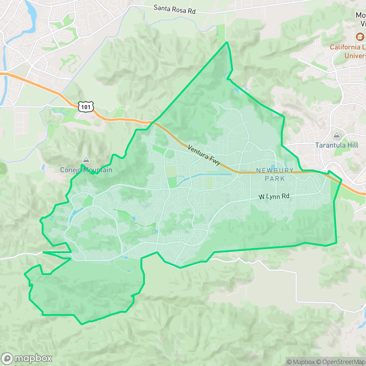 Map showing the location of Newbury Park, Casa Conejo, CA