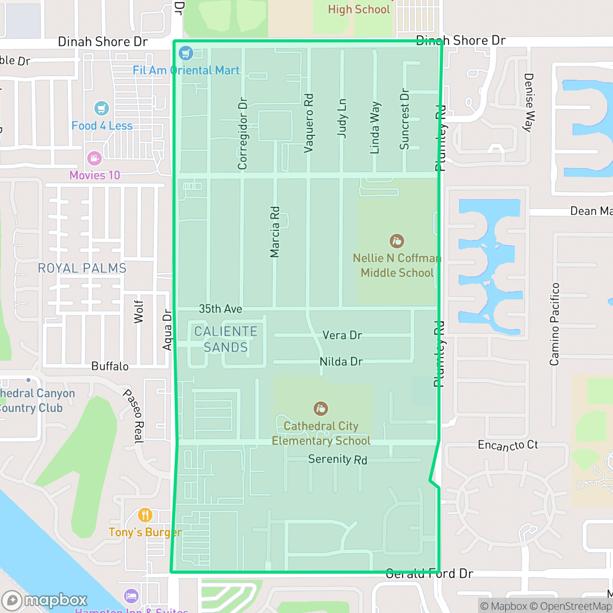 Map showing the location of McPherson-Pioneer Ranch, Cathedral City, CA