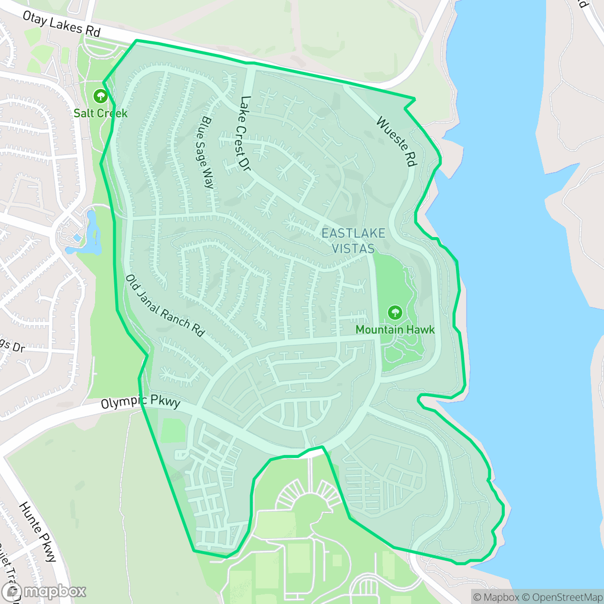 Map showing the location of Eastlake Vistas, Chula Vista, CA