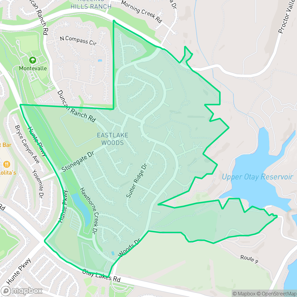 Map showing the location of Eastlake Woods, Chula Vista, CA