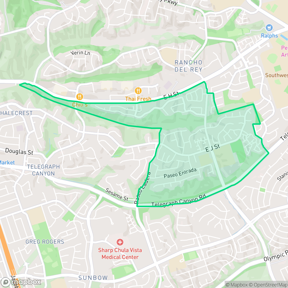 Map showing the location of Paseo Ranchoero, Chula Vista, CA