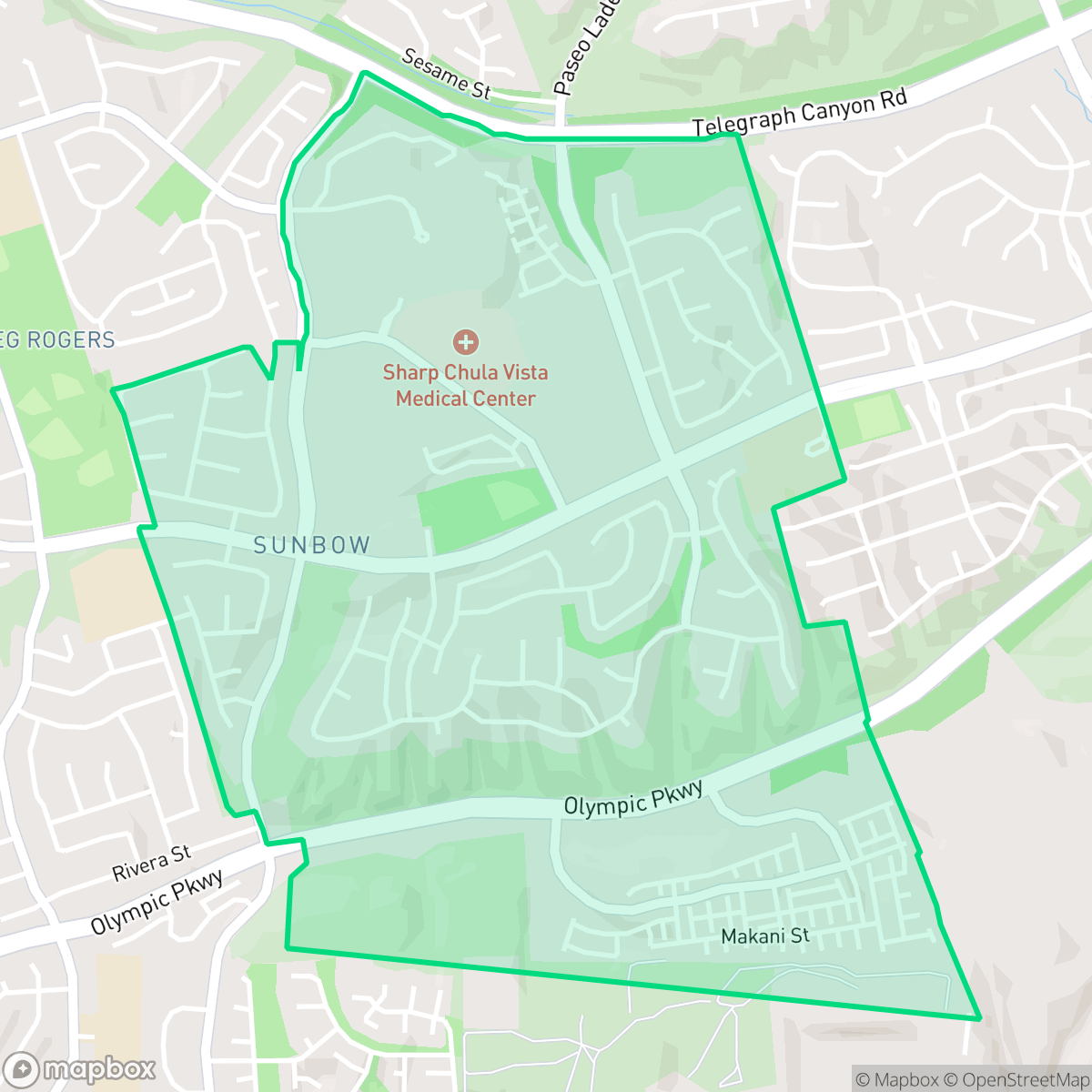 Map showing the location of Sunbow II, Chula Vista, CA