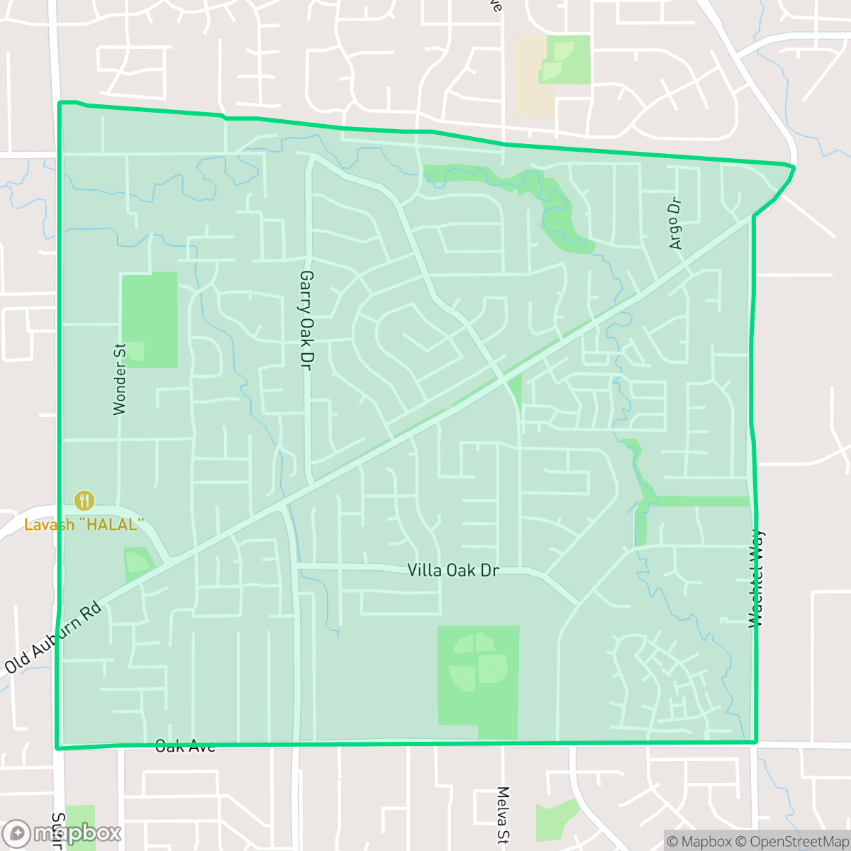 Map showing the location of Chase, Citrus Heights, CA