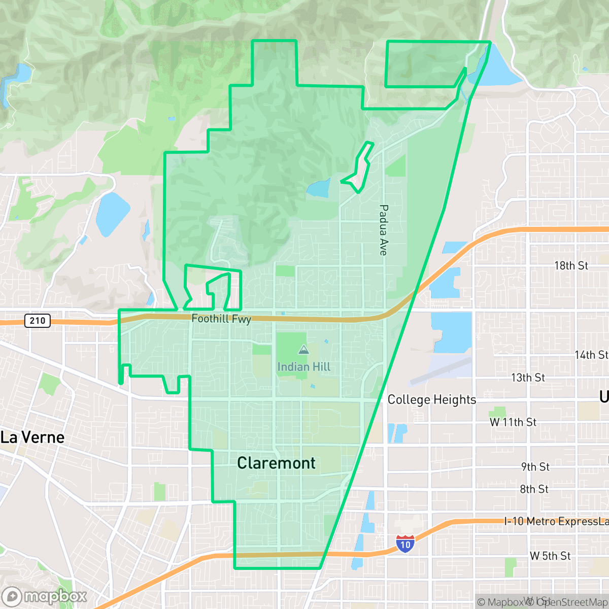 Map showing the location of Claremont, CA — coverage area