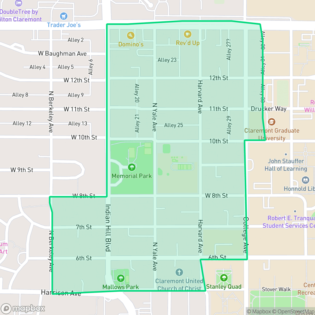 Map showing the location of Historic Claremont, Claremont, CA