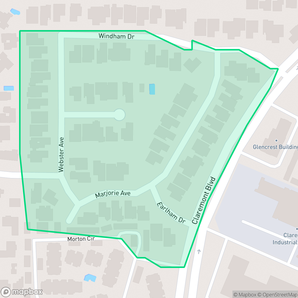 Map showing the location of University Terrace, Claremont, CA