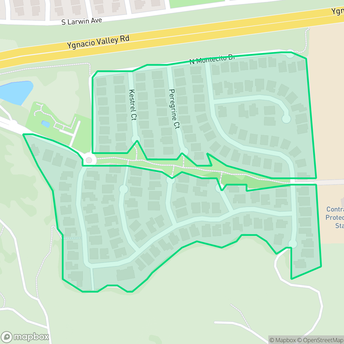 Map showing the location of Montecito, Concord, CA