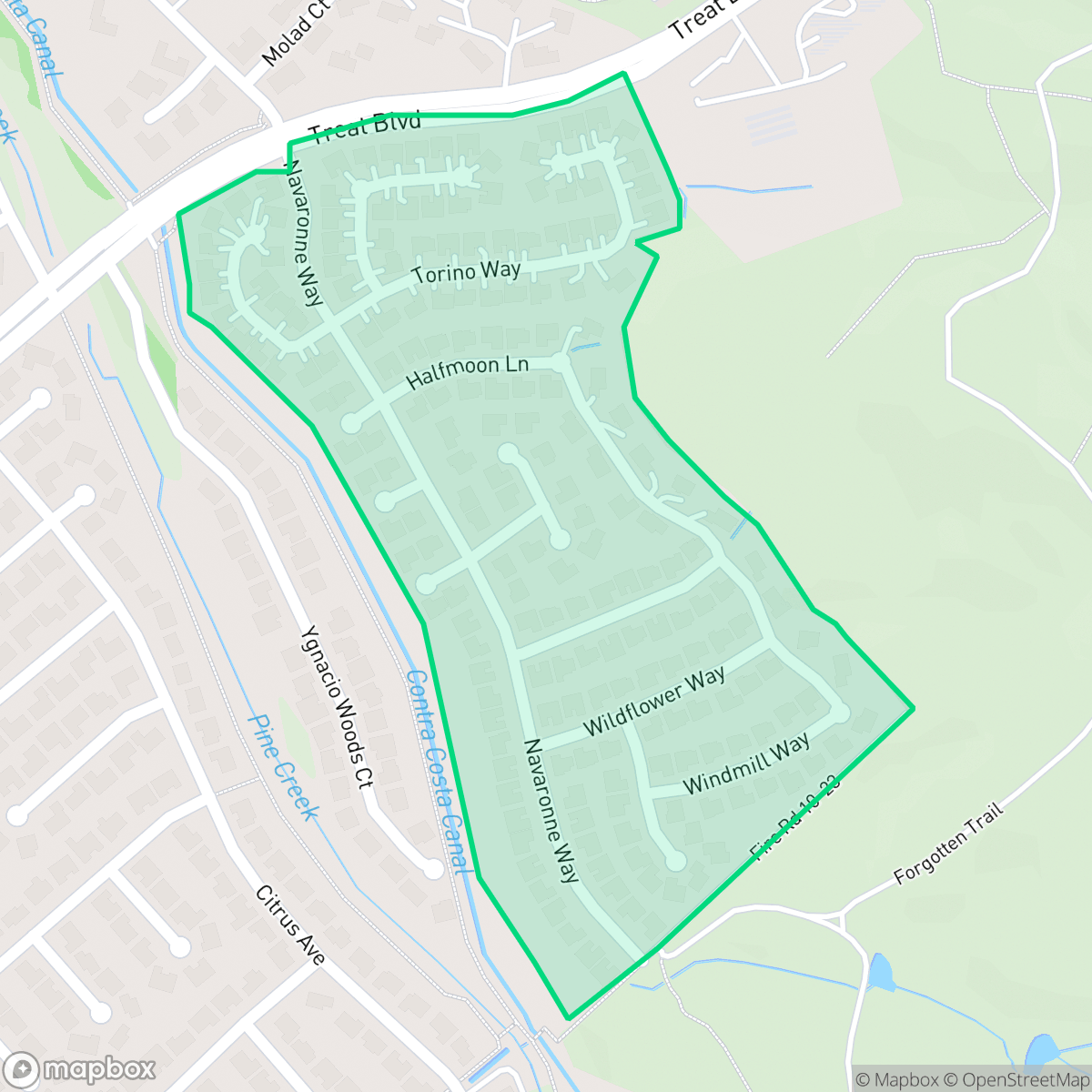 Map showing the location of Ygnacio Hills, Concord, CA