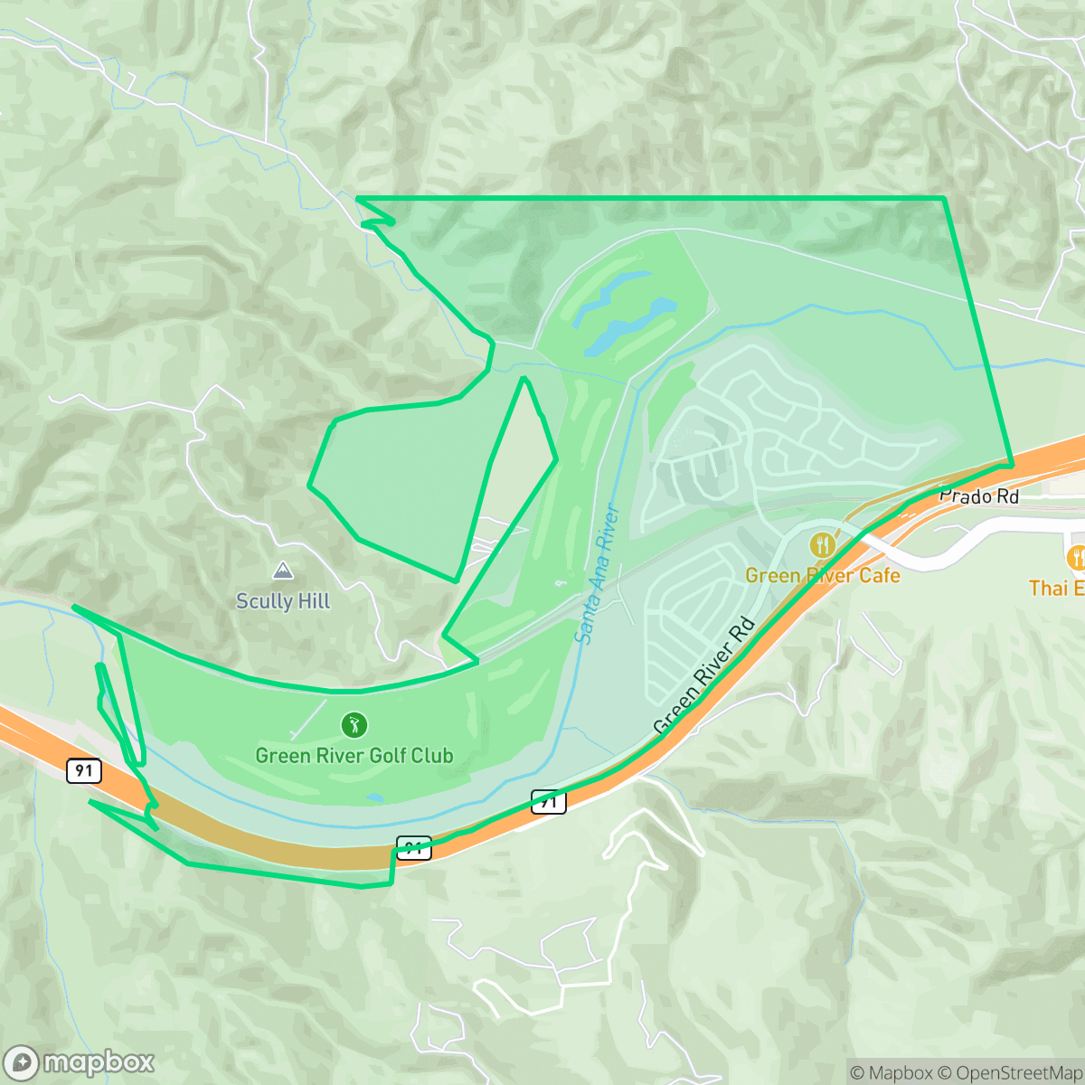 Map showing the location of Green River, Corona, CA