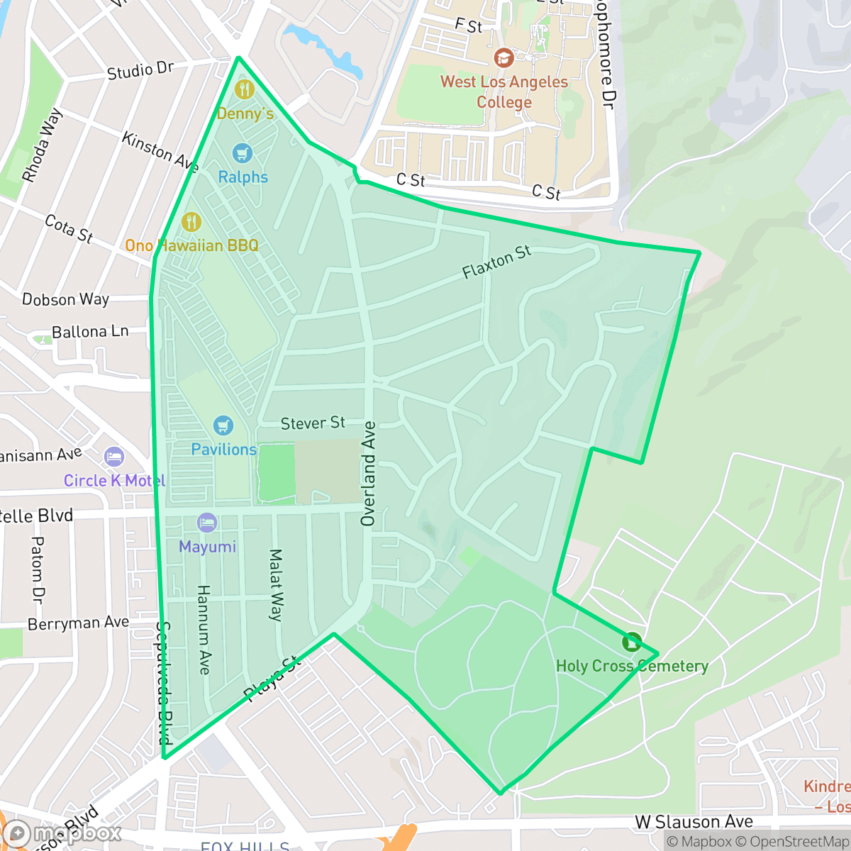 Map showing the location of Blanco/Culver Crest, Culver City, CA