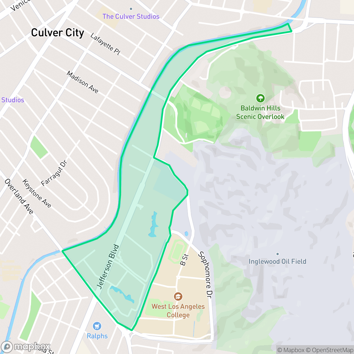 Map showing the location of Jefferson, Culver City, CA