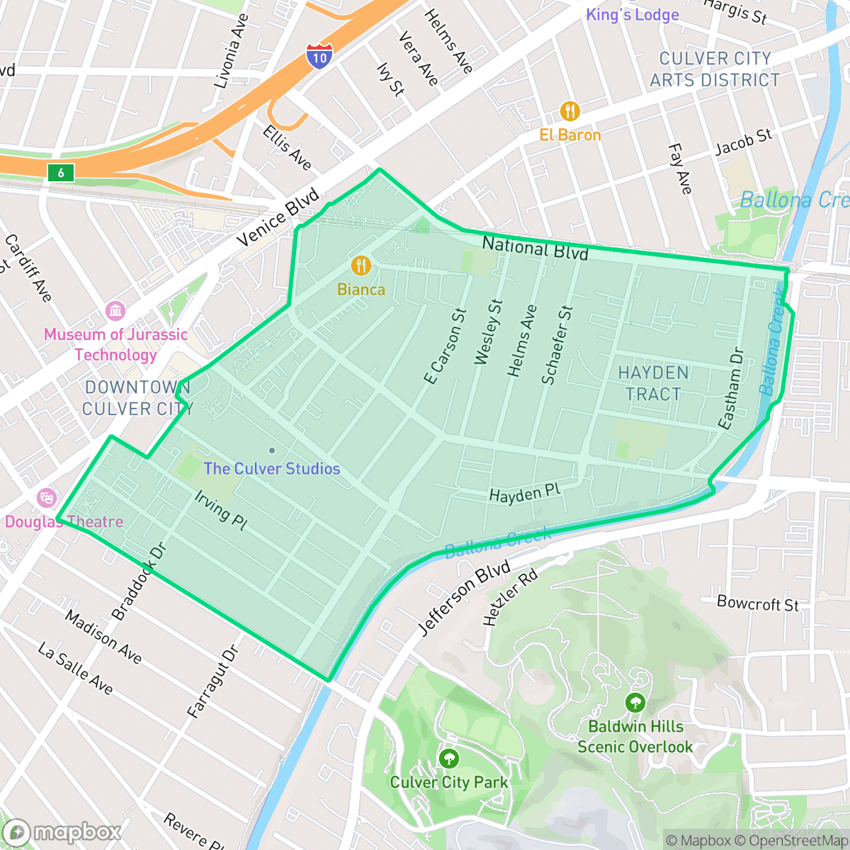 Map showing the location of Lucerne/Higuera, Culver City, CA