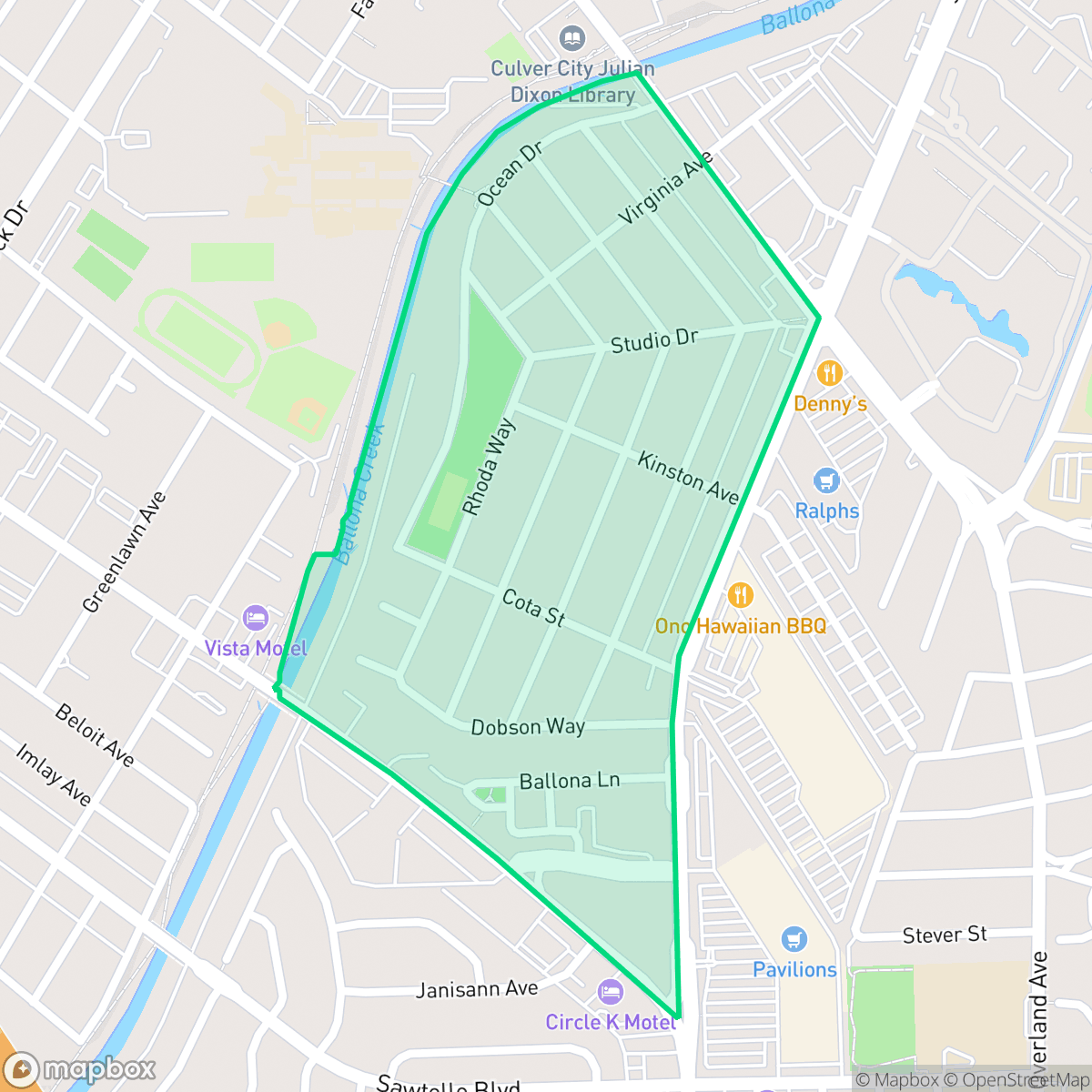 Map showing the location of Studio Village, Culver City, CA