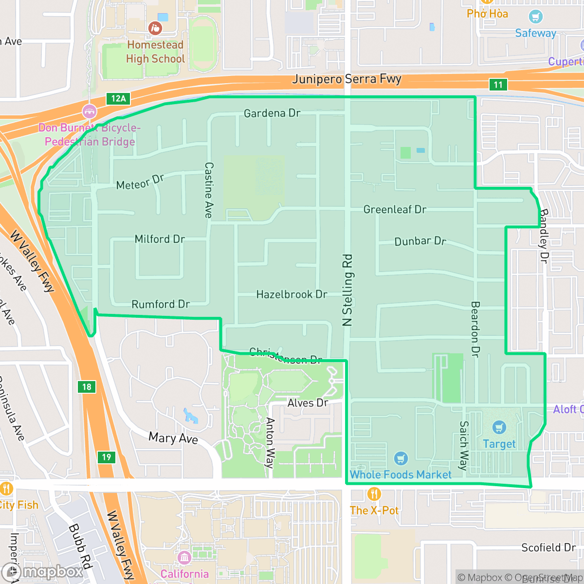 Map showing the location of Garden Gate, Cupertino, CA