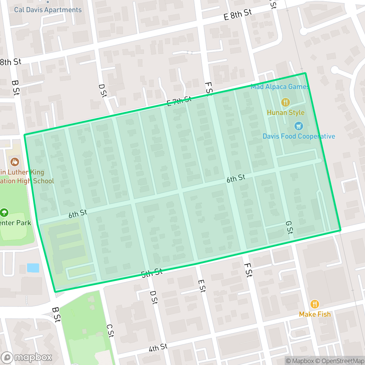 Map showing the location of Old Davis North, Davis, CA