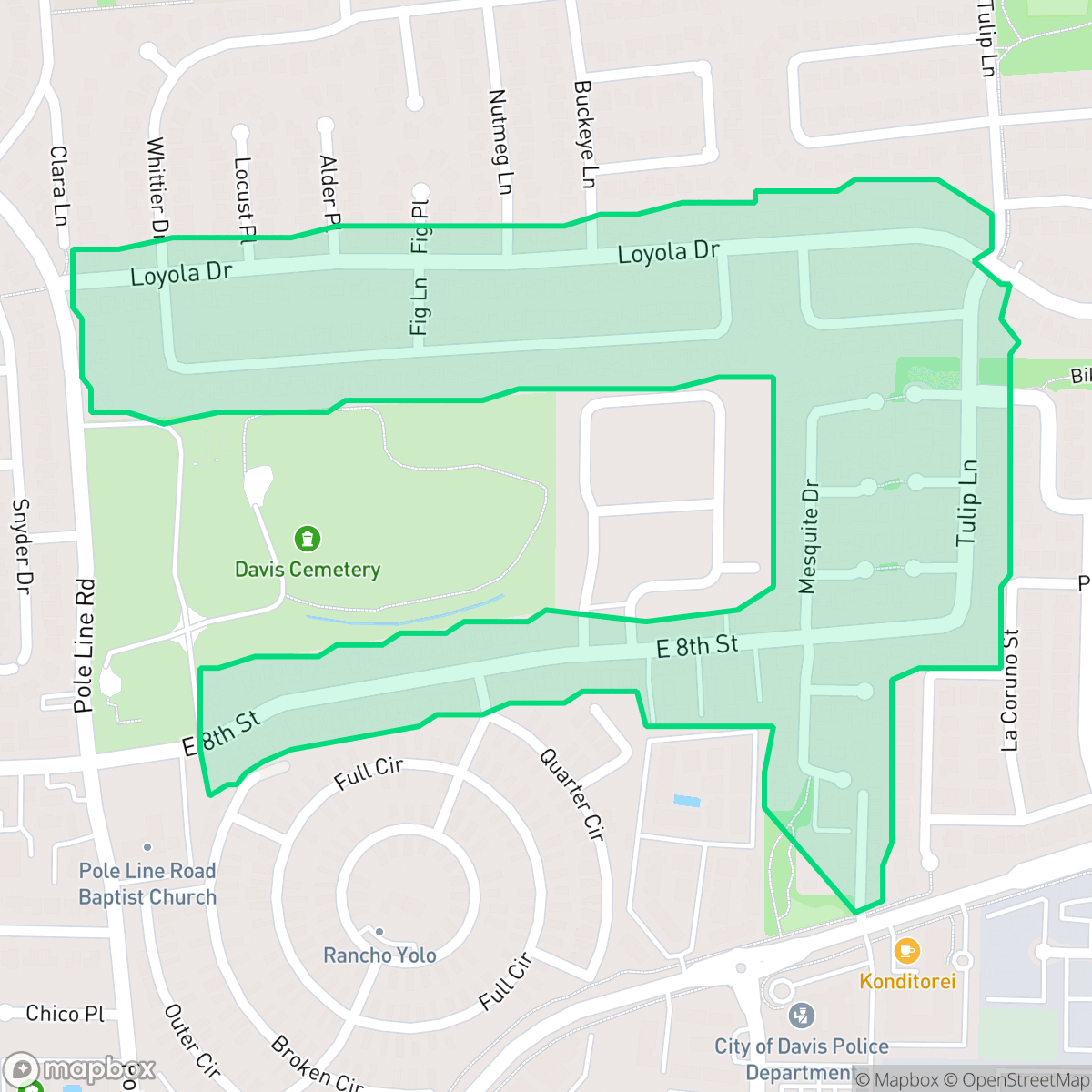 Map showing the location of Sunrise, Davis, CA