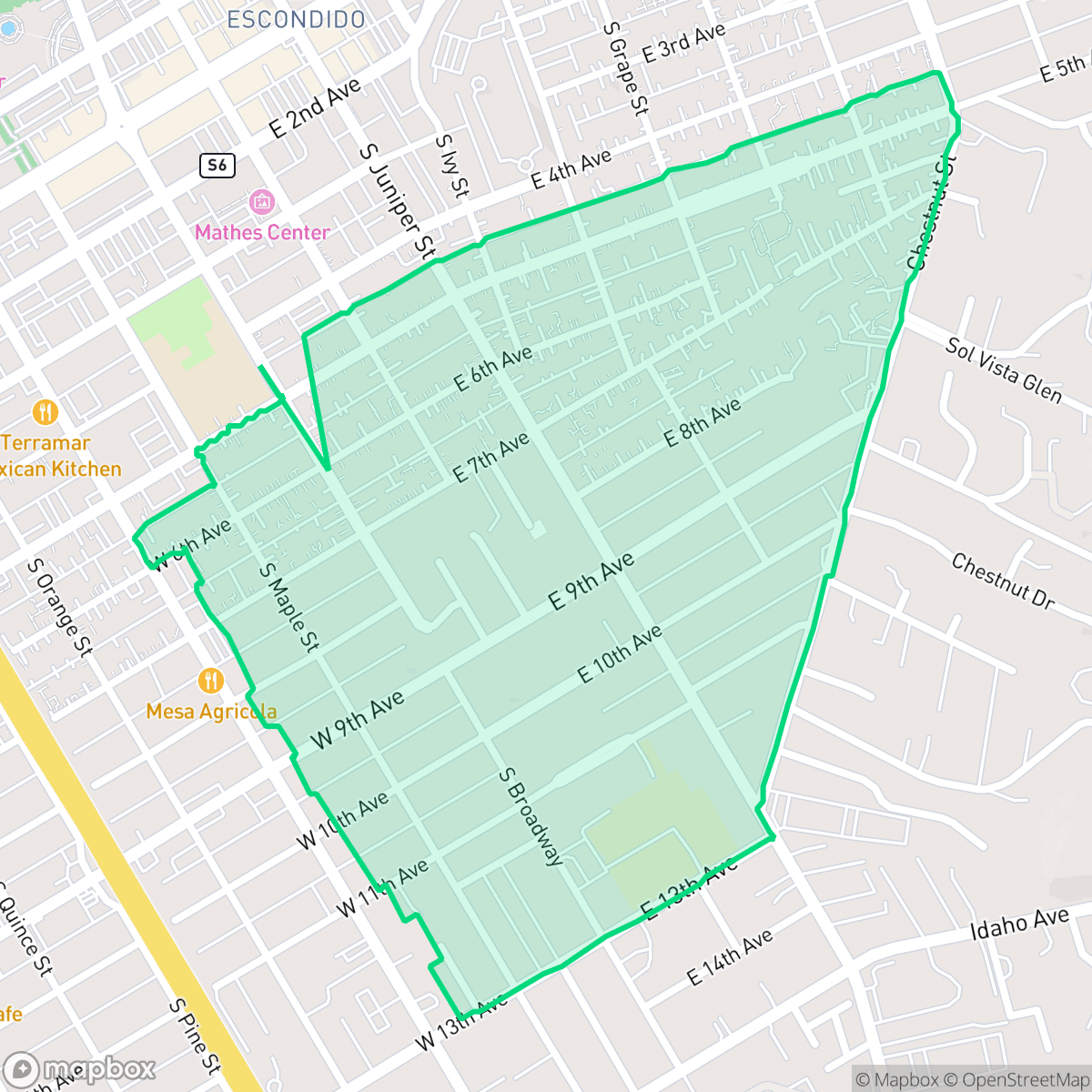 Map showing the location of Old Escondido Historic District, Escondido, CA