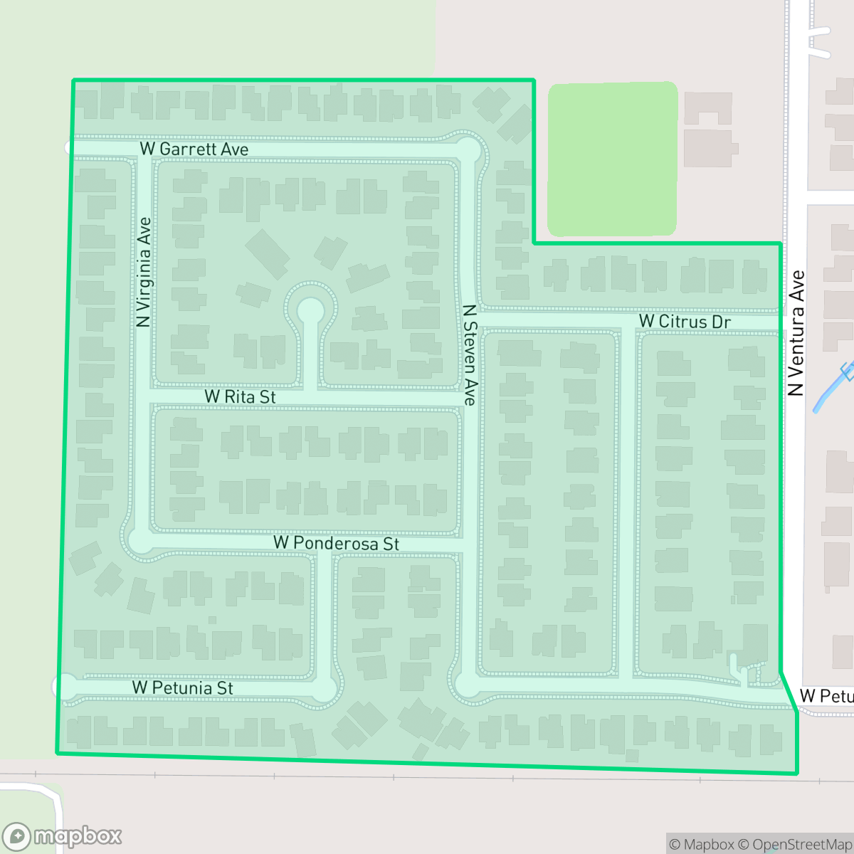 Map showing the location of Walnut Grove, Farmersville, CA