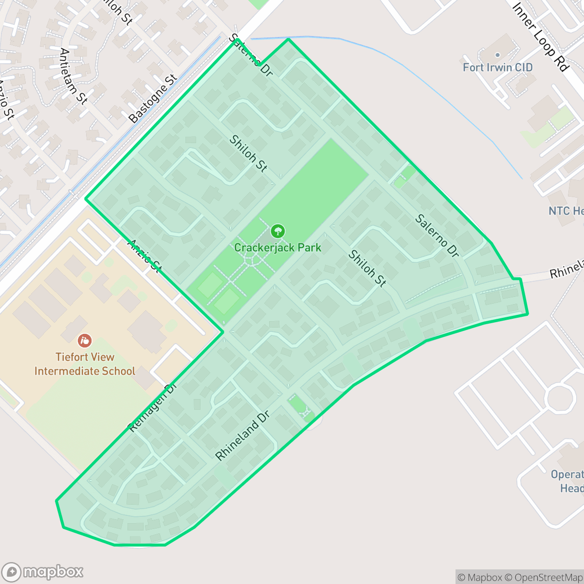 Map showing the location of Crackerjack Flats, Fort Irwin, CA