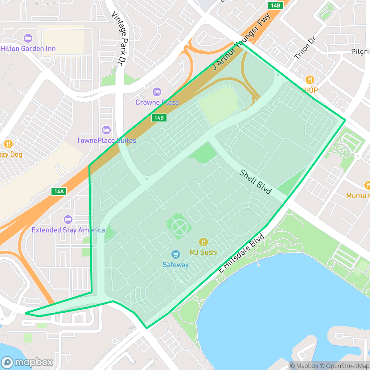 Map showing the location of Town Center, Foster City, CA