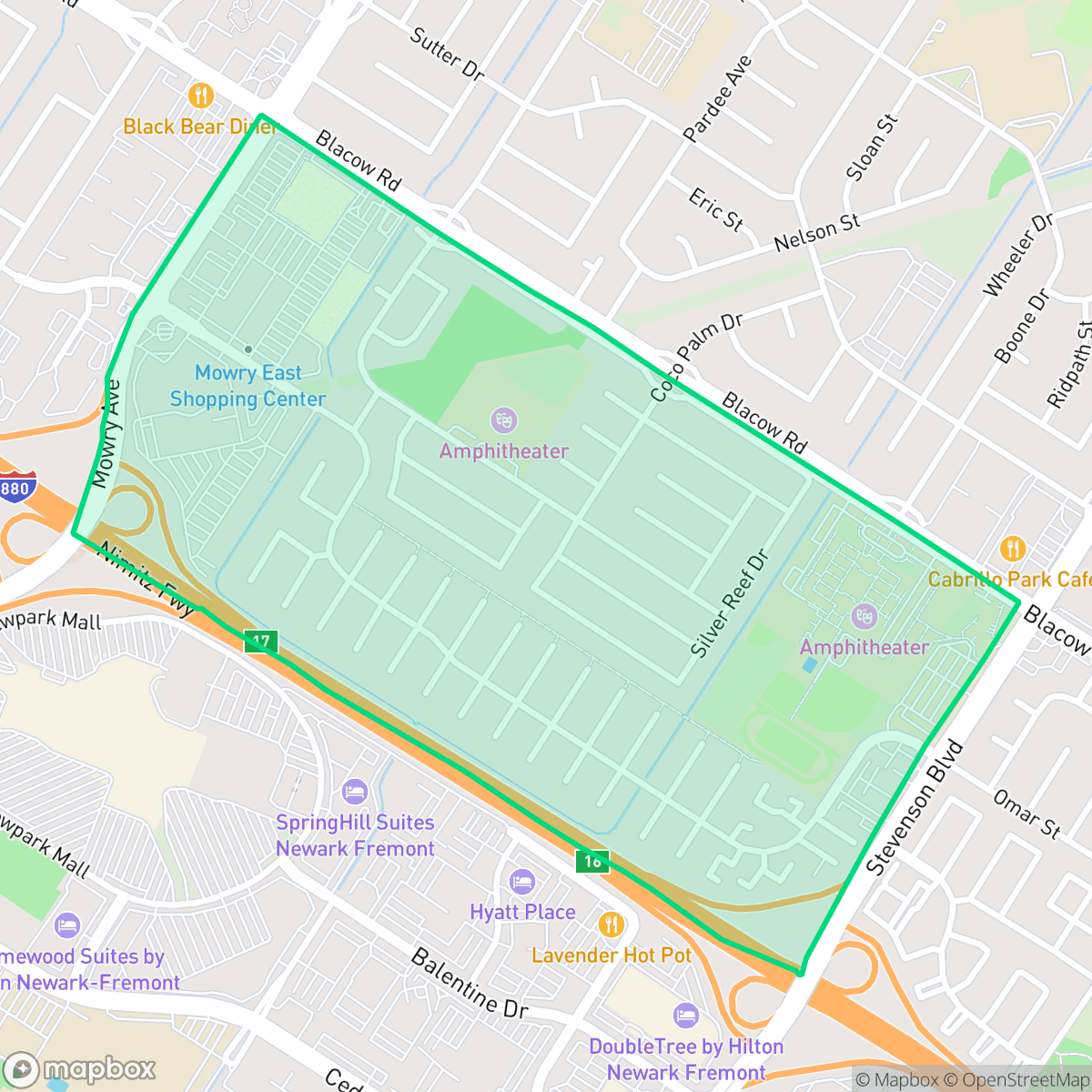 Map showing the location of 28 Palms, Fremont, CA