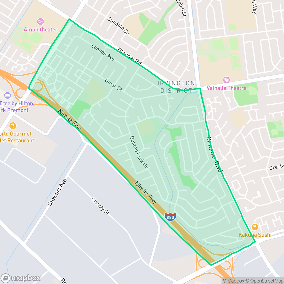 Map showing the location of Blacow, Fremont, CA
