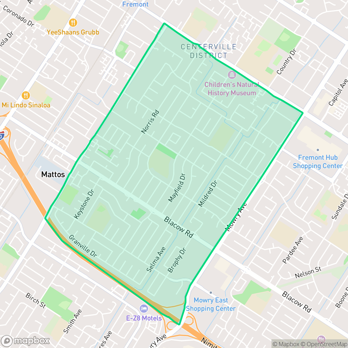 Map showing the location of Glenmoor, Fremont, CA