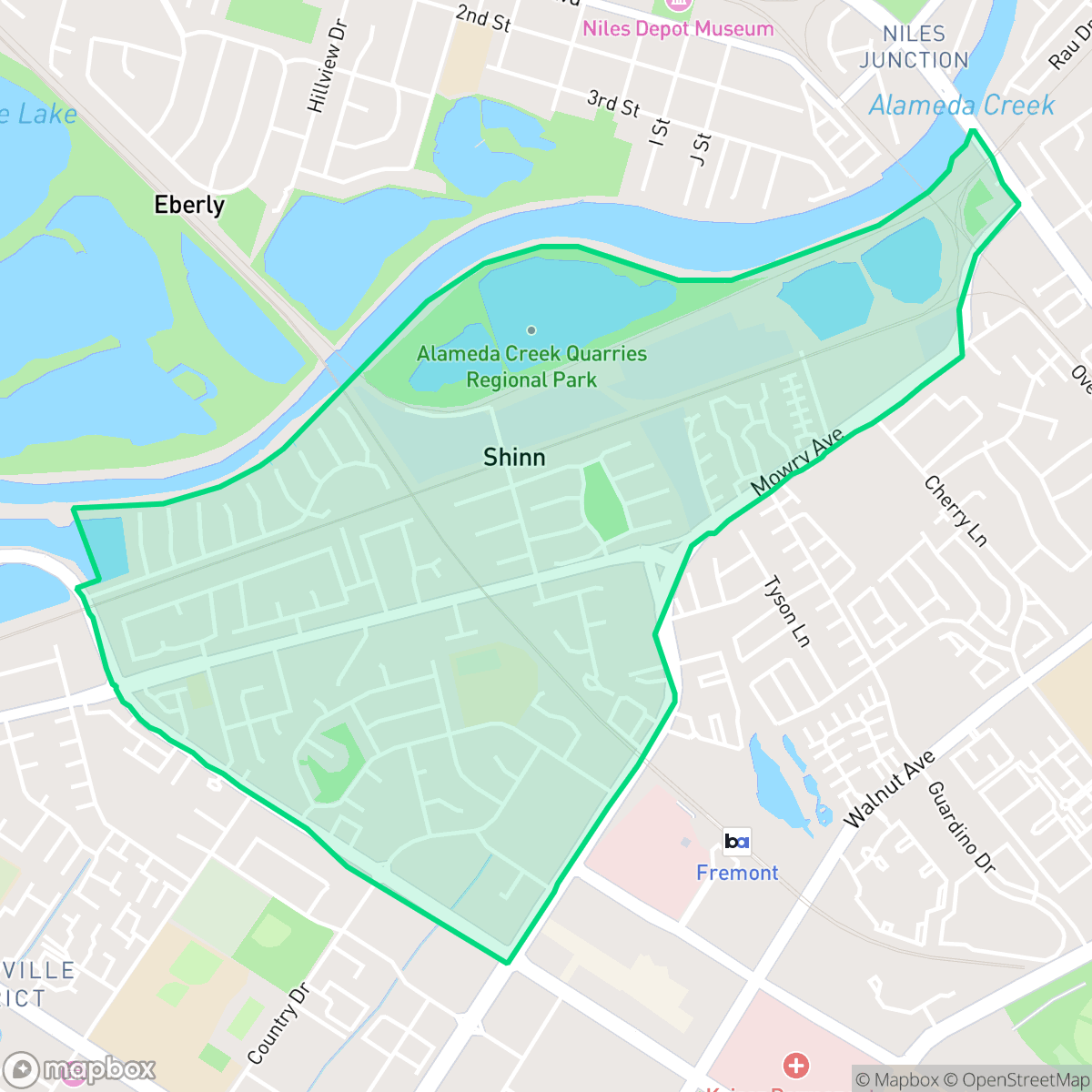 Map showing the location of Parkmont, Fremont, CA
