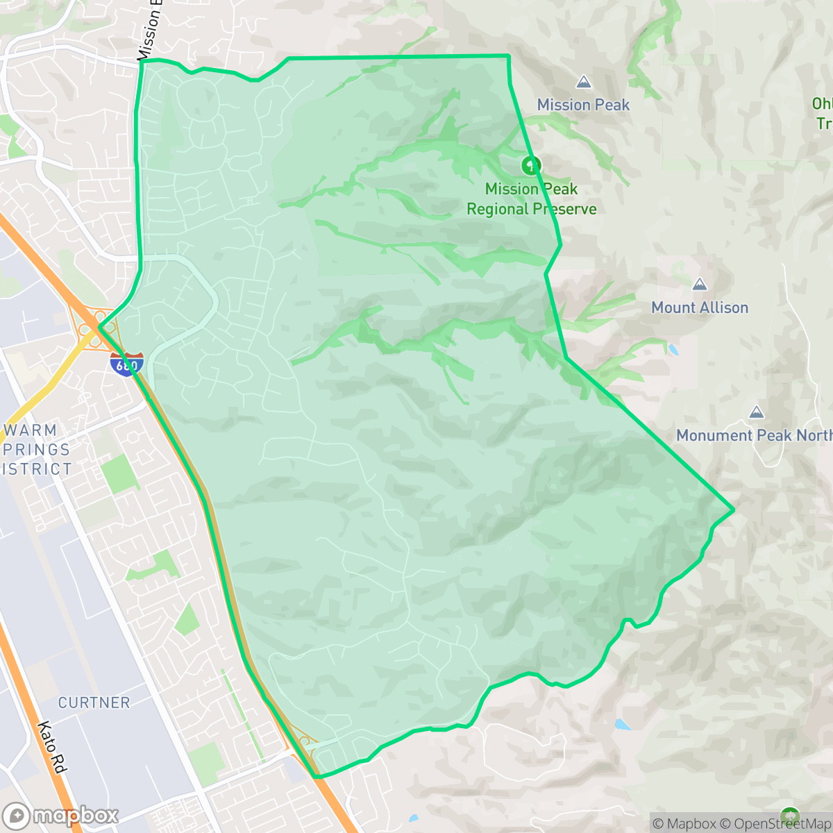 Map showing the location of Vineyards-Avalon, Fremont, CA