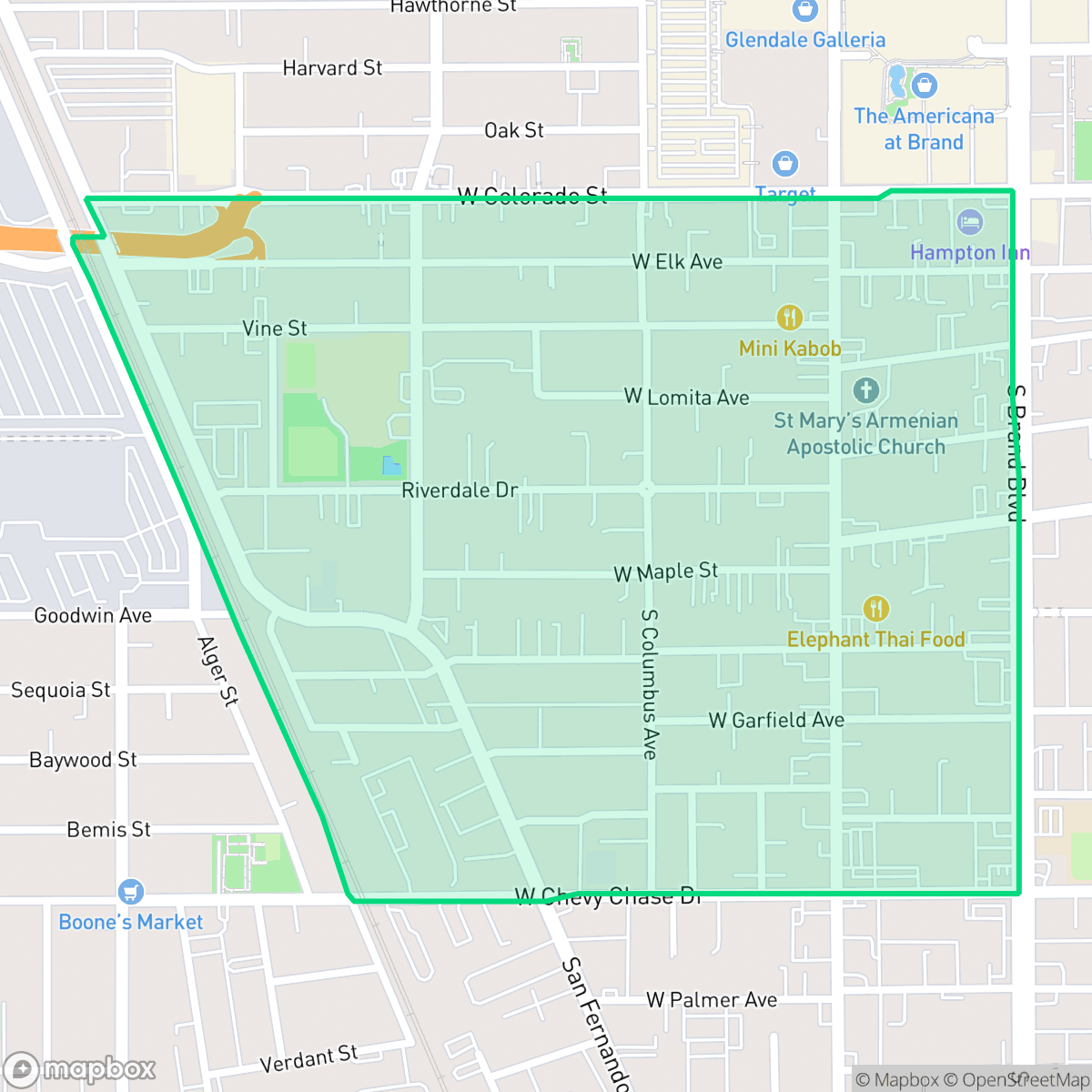 Map showing the location of Pacific Edison, Glendale, CA