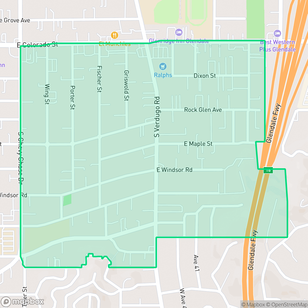 Map showing the location of Somerset, Glendale, CA