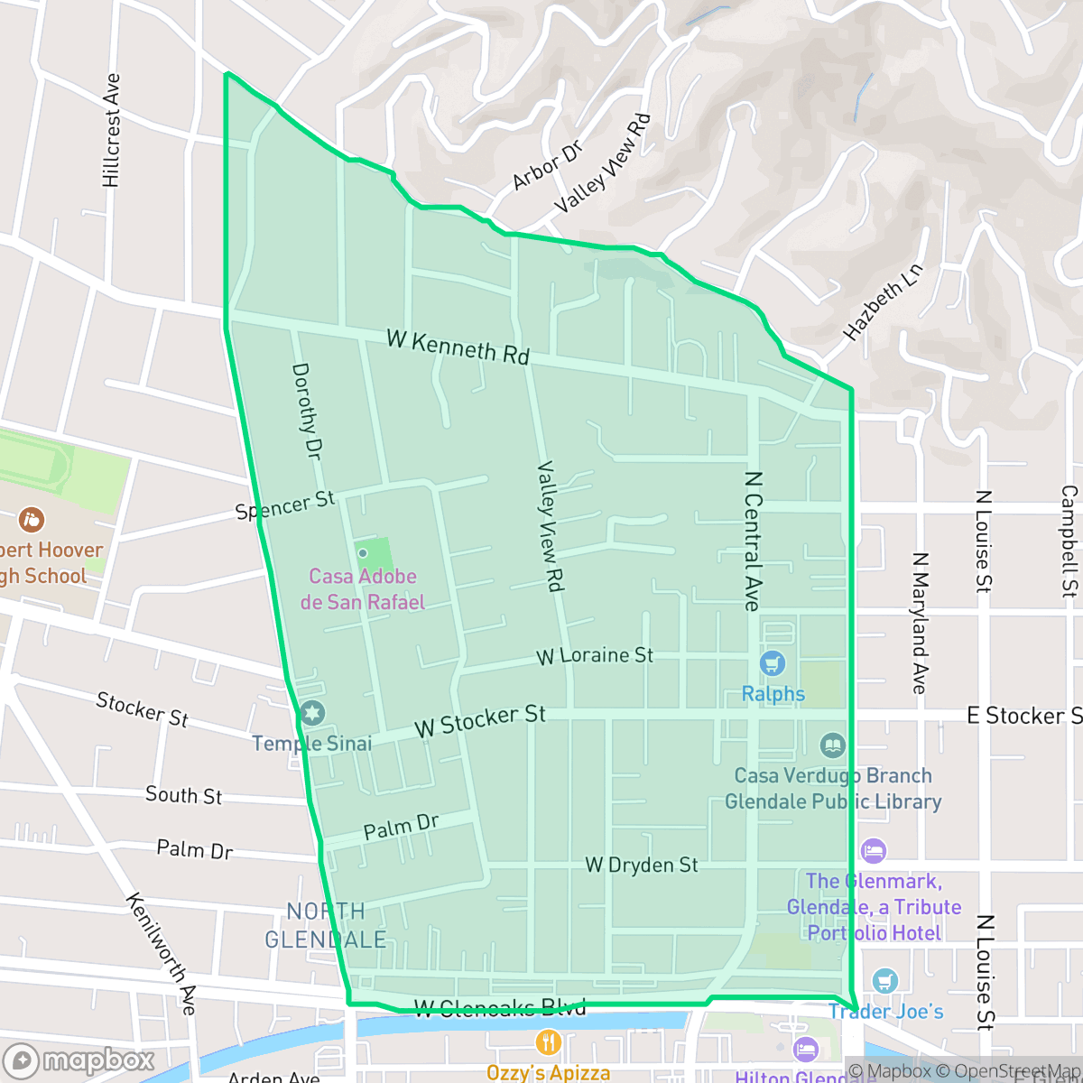 Map showing the location of Verdugo Viejo, Glendale, CA