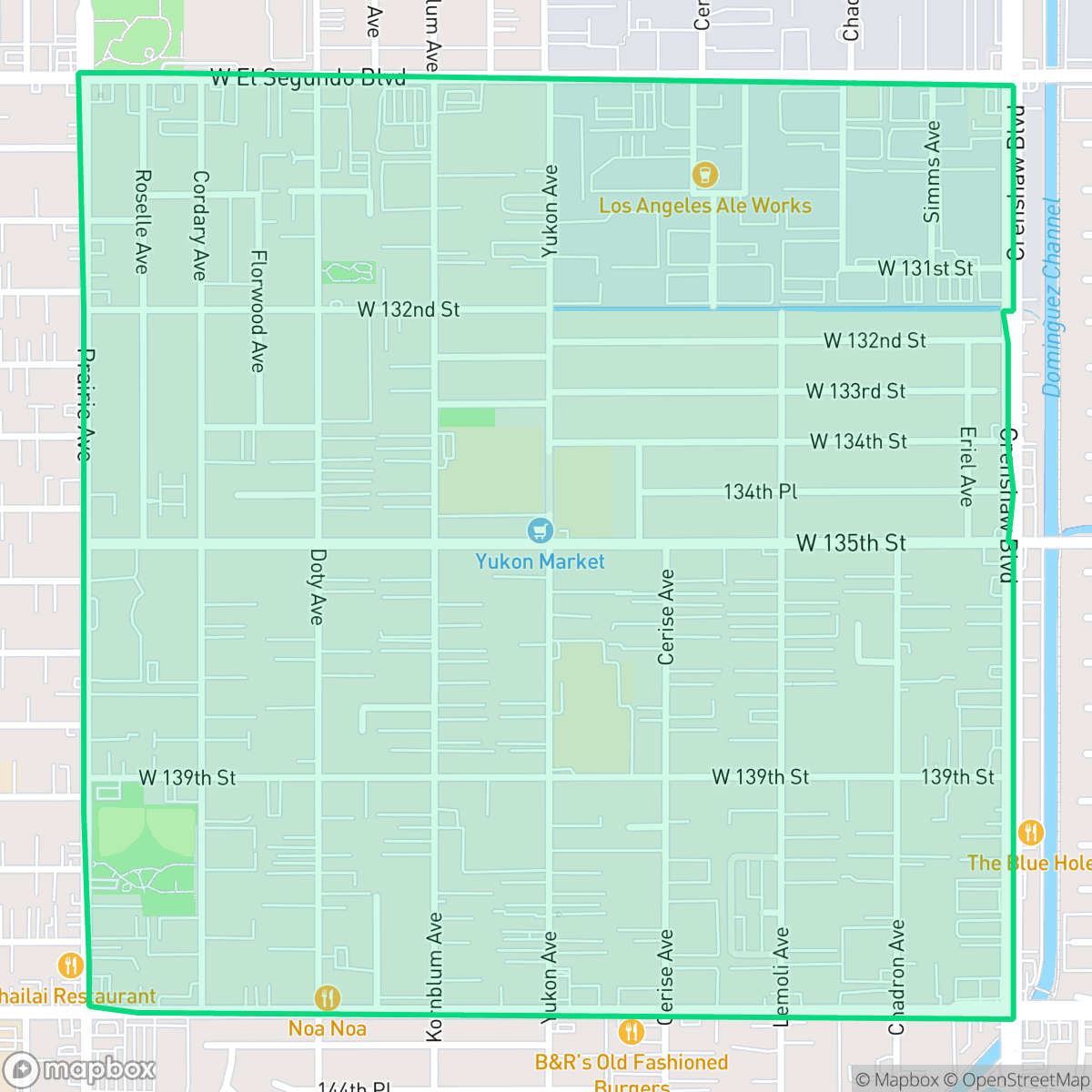 Map showing the location of Moneta Gardens, Hawthorne, CA