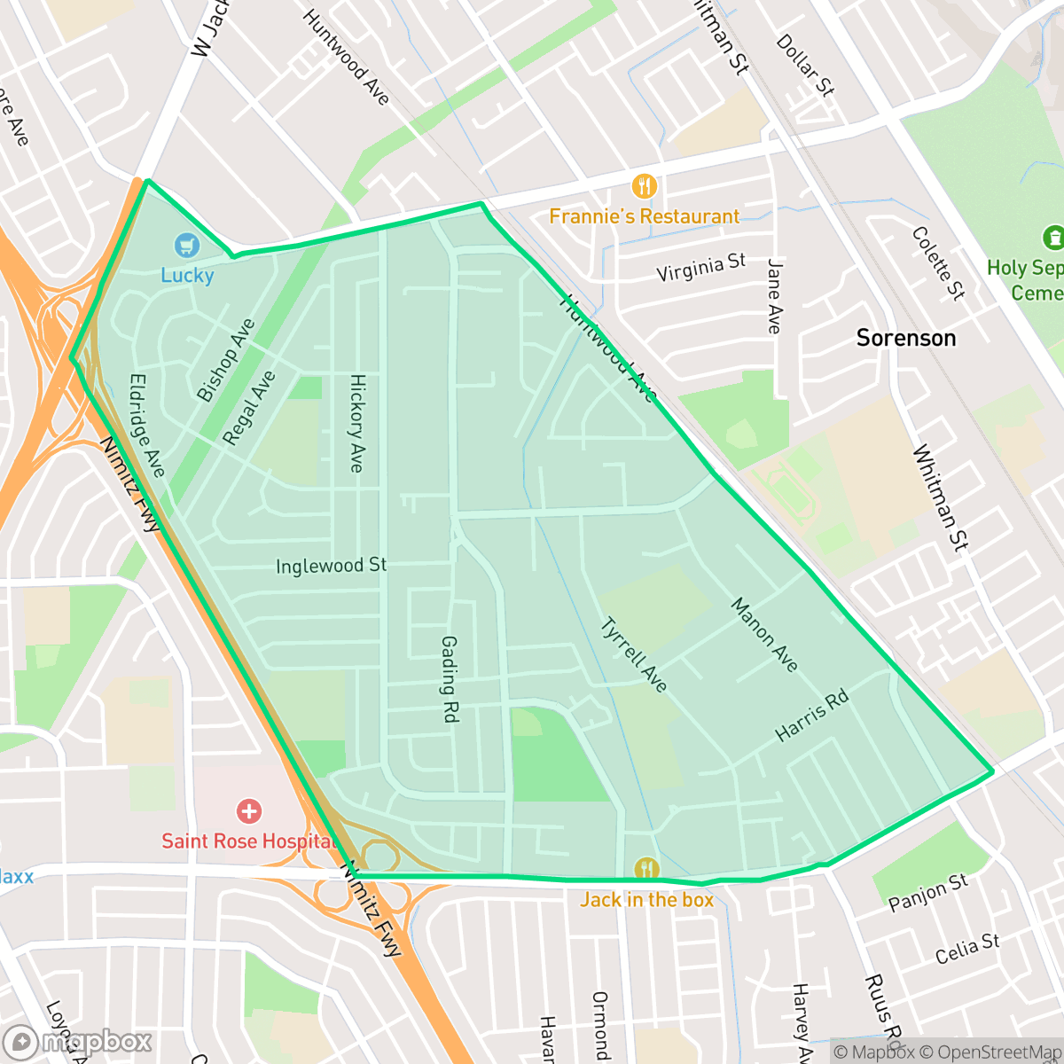Map showing the location of Harder-Tennyson, Hayward, CA