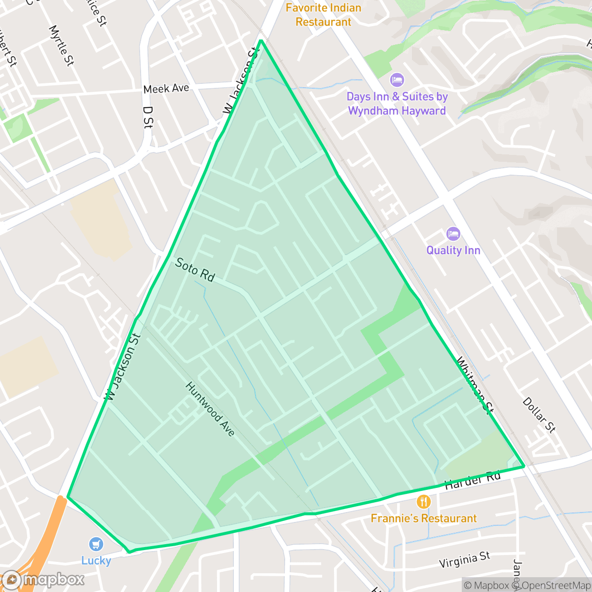 Map showing the location of Jackson Triangle, Hayward, CA