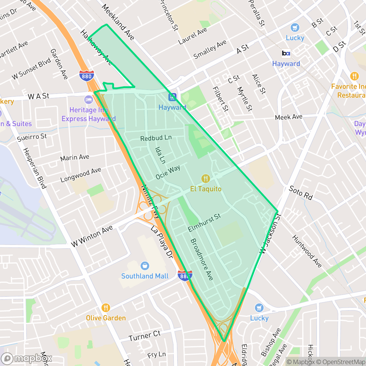 Map showing the location of Santa Clara, Hayward, CA