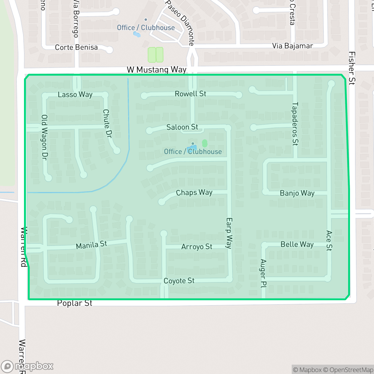 Map showing the location of Saddle Point, Hemet, CA