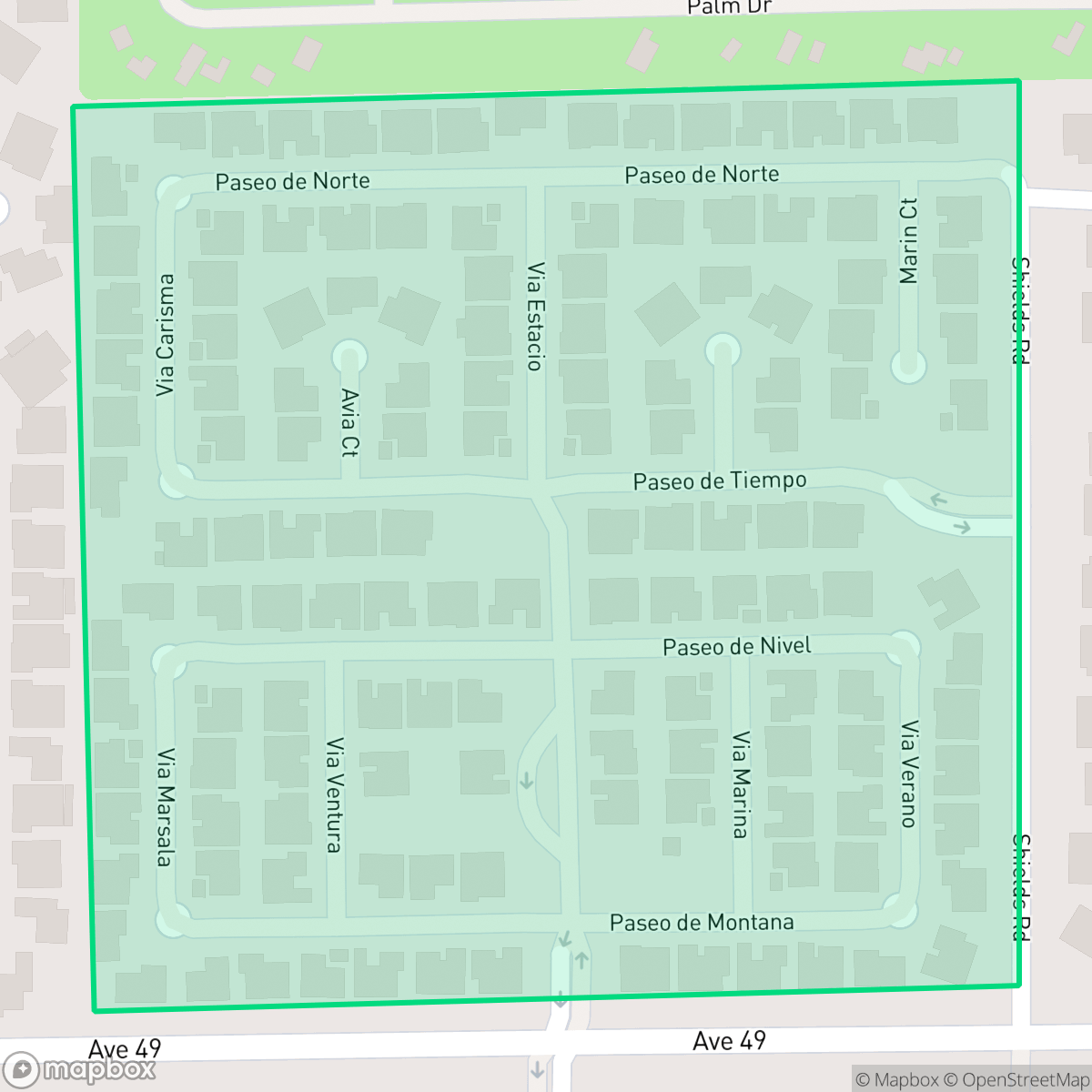 Map showing the location of Estacio, Indio, CA