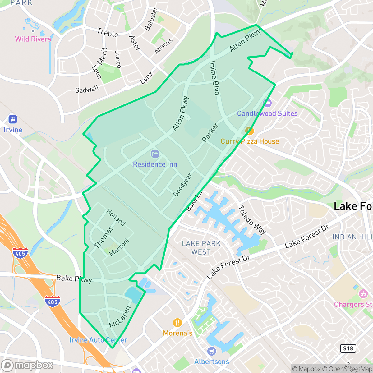 Map showing the location of East Industrial Complex, Irvine, CA