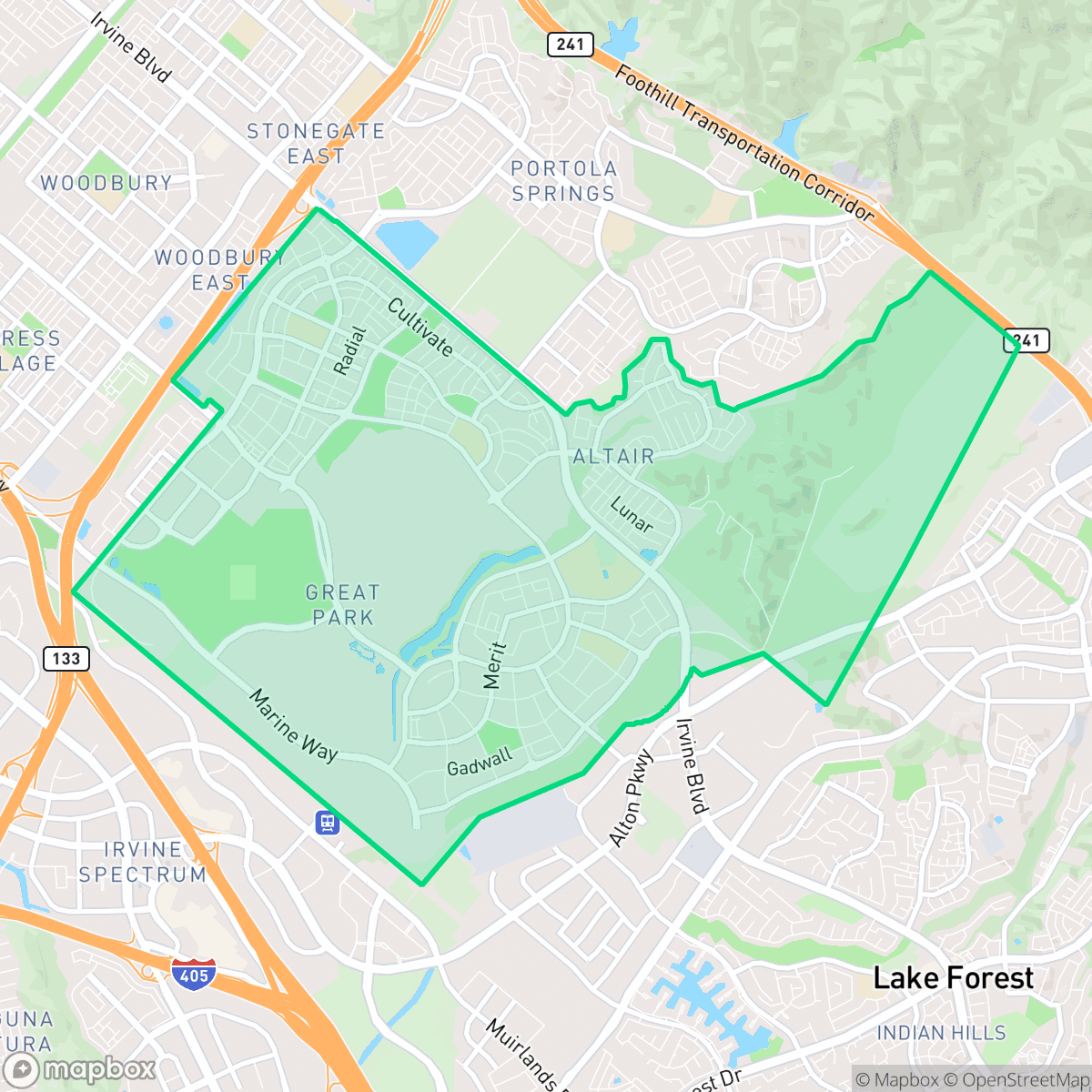 Map showing the location of El Toro Marine Air Station, Irvine, CA